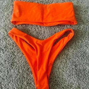 New Women orange two piece bikini.